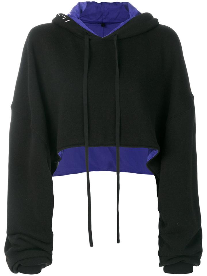 Unravel Project Cropped Printed Hoodie - Black