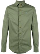 Vivienne Westwood Man Logo Embroidered Shirt, Men's, Size: 48, Green, Spandex/elastane/cotton