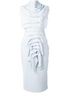 Maticevski Draped Front Fitted Dress, Women's, Size: 12, Blue, Rayon/nylon/silk/spandex/elastane
