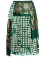 Sacai Grid Pleated Skirt - Green