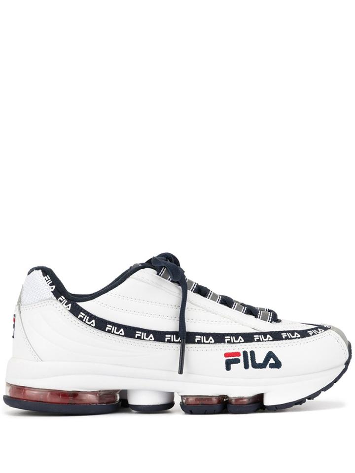 Fila Logo Embroidered Ridged Heel Sneakers - White