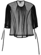 Ann Demeulemeester Sheer Pleated Blouse, Women's, Size: 36, Black, Silk/nylon