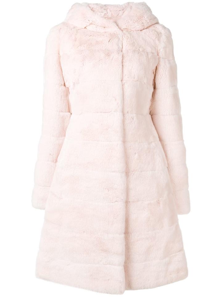 Liska Hooded Midi Fur Coat - Pink