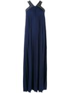 Michael Michael Kors Pleated Eyelet Dress, Women's, Size: Medium, Blue, Polyester/spandex/elastane
