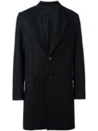 Ami Alexandre Mattiussi Notched Lapel Mid Coat, Men's, Size: 48, Black, Cotton/polyamide/acetate/wool