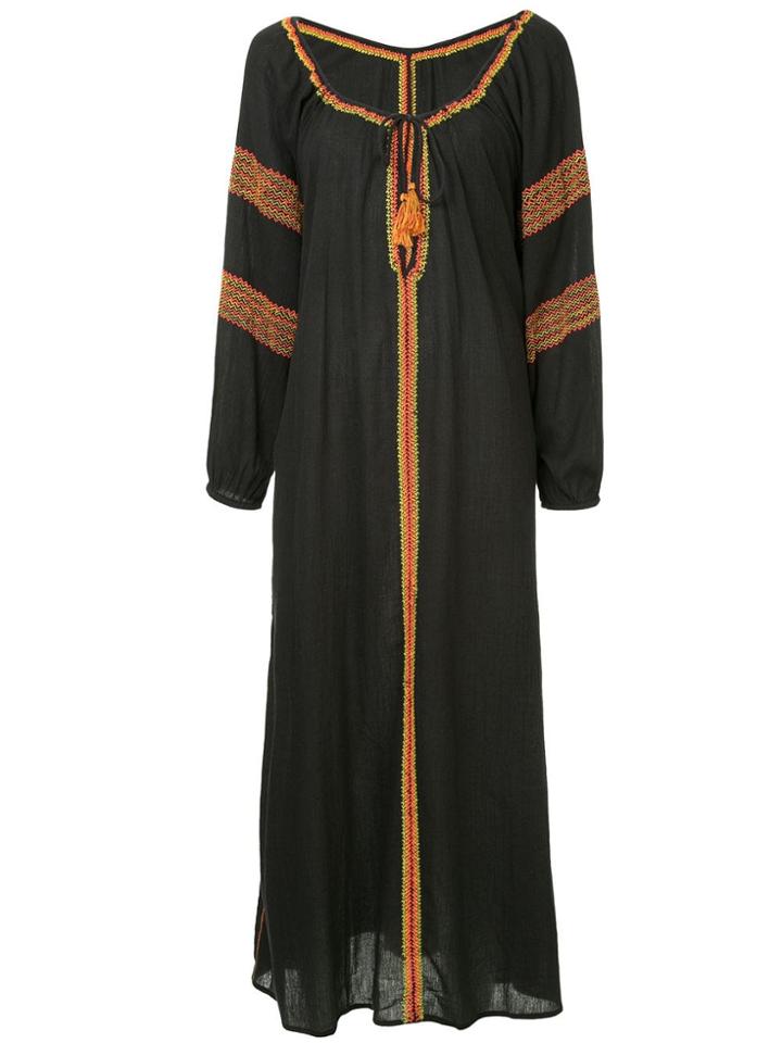 The Upside Embroidered Split Neck Maxi Dress - Black