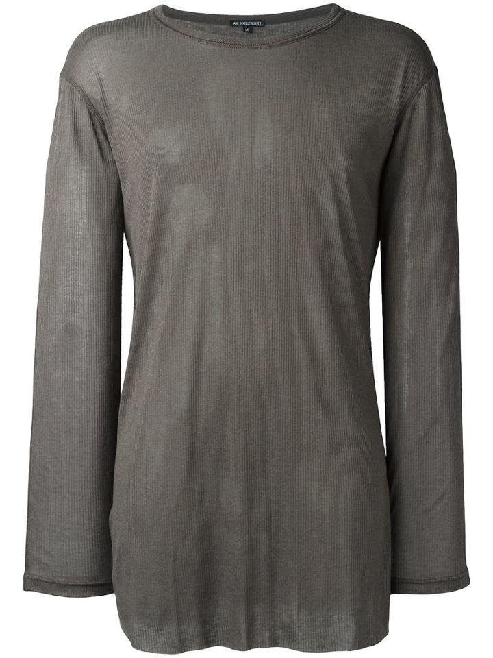 Ann Demeulemeester Blanche Long Sleeve T-shirt, Men's, Size: Small, Brown, Lyocell