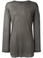 Ann Demeulemeester Blanche Long Sleeve T-shirt, Men's, Size: Small, Brown, Lyocell