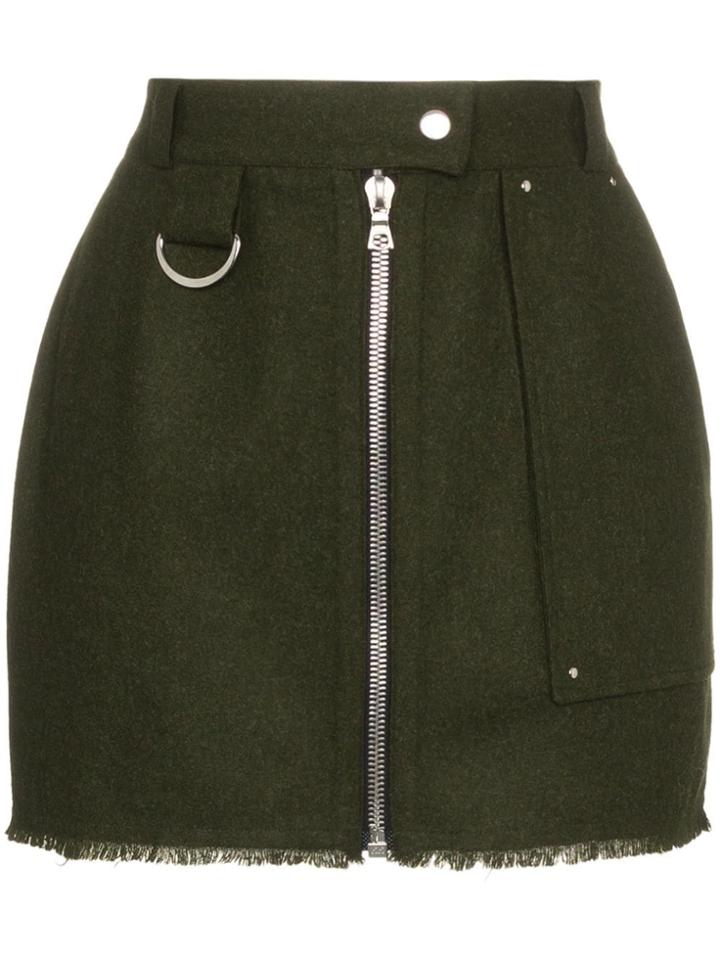 Beau Souci Zip Front Fitted Mini Skirt - Green