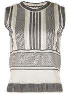 Pleats Please By Issey Miyake Sleeveless Striped Top - Grey