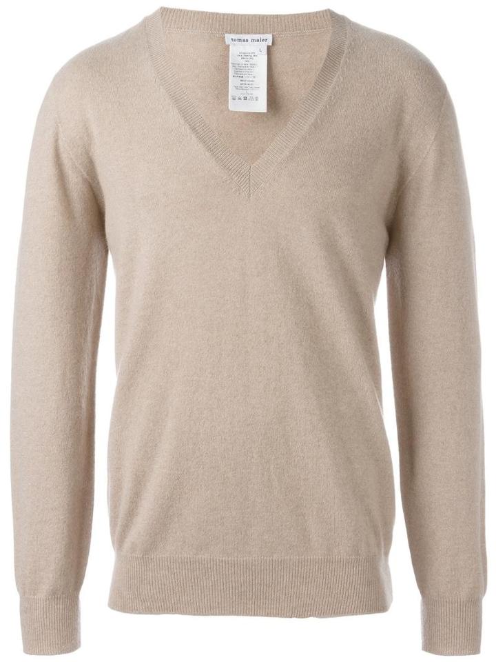 Tomas Maier V-neck Jumper, Men's, Size: Medium, Nude/neutrals, Cashmere