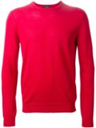 Zanone Crew Neck Sweater, Men's, Size: 48, Red, Cotton