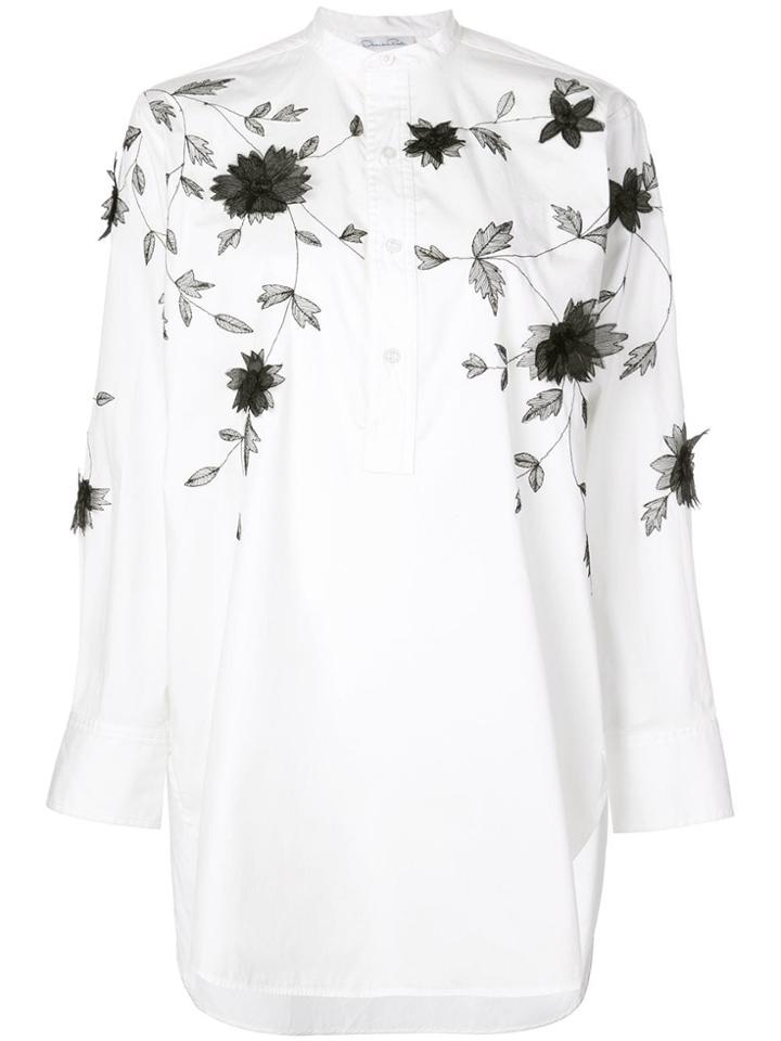 Oscar De La Renta Floral Appliqué Shirt - White