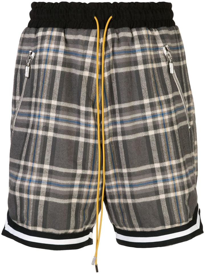 Rhude Tartan Basketball Shorts - Grey