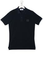 Stone Island Junior Teen Logo Embroidered Polo Shirt - Blue