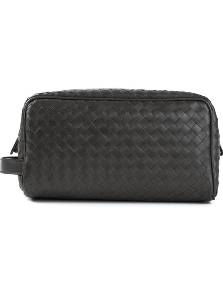 Bottega Veneta Intrecciato Wash Bag, Grey, Leather