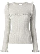See By Chloé Ruffle Trim Knitted Sweater - Grey