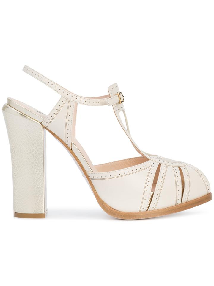 Fendi Open-toe Embroidered Sandals - Brown