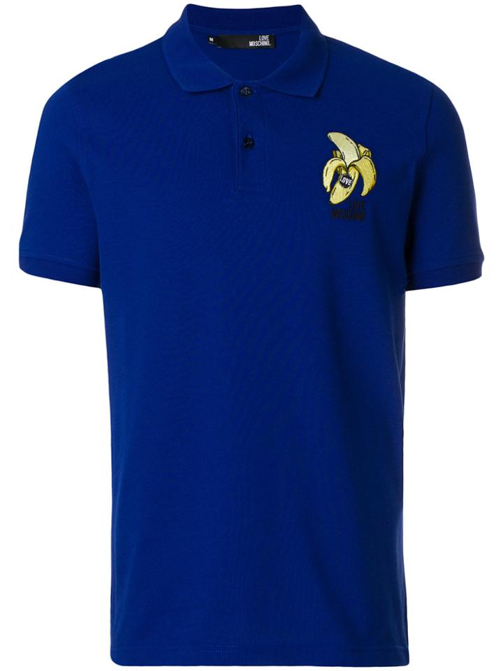 Love Moschino Banana Embroidered Polo Shirt - Blue