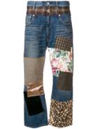 Junya Watanabe Cropped Patchwork Jeans - Blue