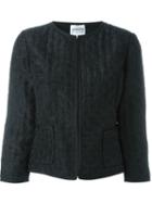 Armani Collezioni Fitted Jacket, Women's, Size: 46, Black, Linen/flax/polyamide/polyester/silk