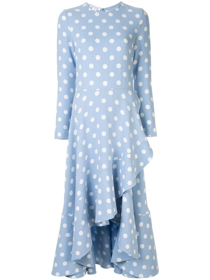 Oscar De La Renta Polka Dot Dress - Blue