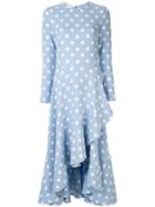 Oscar De La Renta Polka Dot Dress - Blue