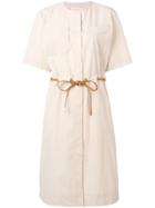 Tory Burch Drawstring Waist Shirt Dress - Neutrals