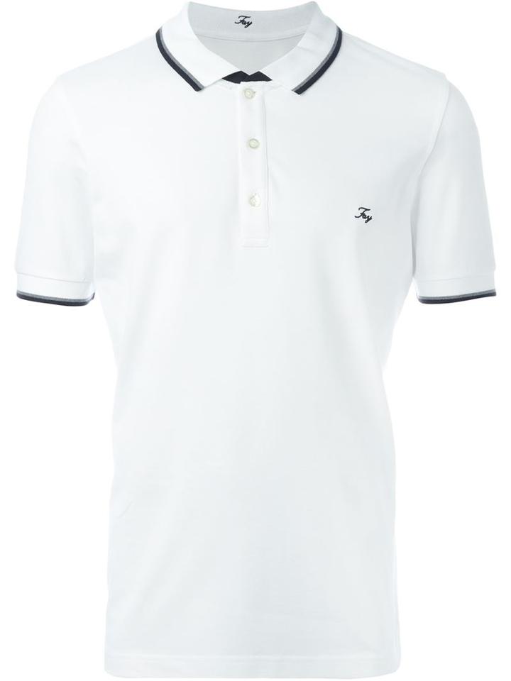 Fay Logo Polo Shirt, Men's, Size: Xxl, White, Cotton/spandex/elastane