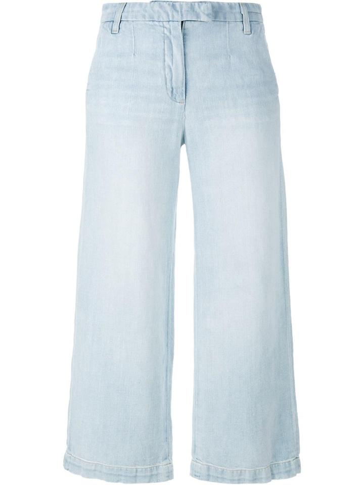 Current/elliott Cropped Wide Leg Jeans - Blue