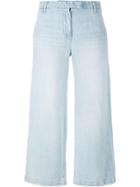 Current/elliott Cropped Wide Leg Jeans - Blue