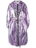 Msgm Metallic Oversized Coat, Women's, Size: 42, Pink/purple, Cotton/polyurethane