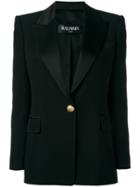 Balmain Single Button Blazer, Women's, Size: 38, Black, Viscose/cotton
