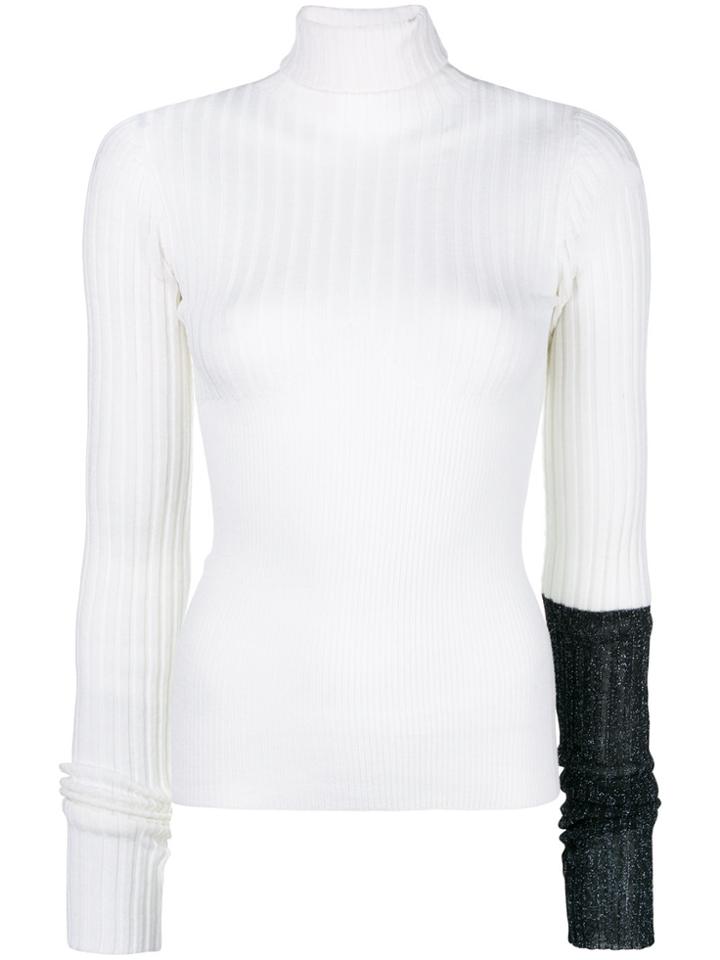 Circus Hotel Contrast Sleeve Detail Jumper - White