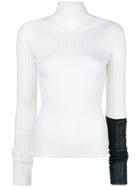 Circus Hotel Contrast Sleeve Detail Jumper - White