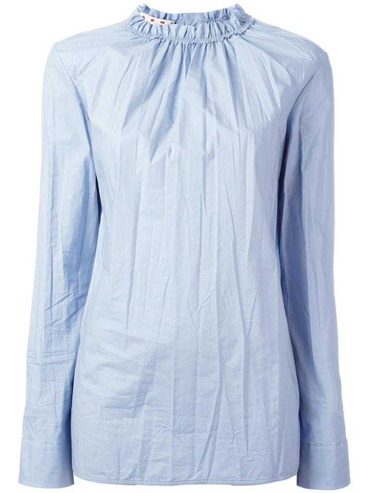 Marni Ruffle Collar Poplin Top - Blue