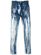 Dsquared2 - Glam Head Bleached Varnish Jeans - Men - Cotton/polyester/spandex/elastane/pvc - 50, Blue, Cotton/polyester/spandex/elastane/pvc