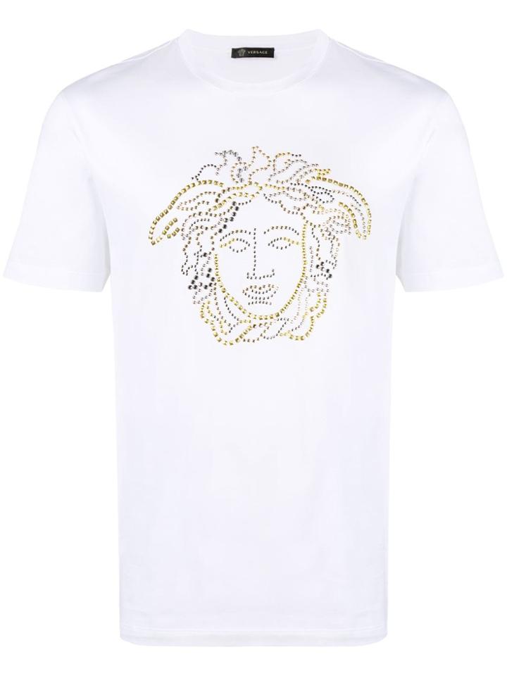 Versace Embellished Medusa Logo T-shirt - White