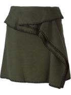 Kenzo Tiered Mini Skirt, Women's, Size: 38, Green, Cotton/polyester