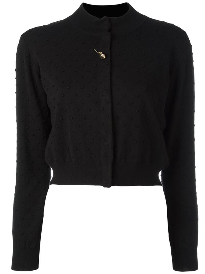 Cavalli Class Brooch Detail Cropped Cardigan, Women's, Size: 42, Black, Polyamide/viscose