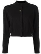 Cavalli Class Brooch Detail Cropped Cardigan, Women's, Size: 42, Black, Polyamide/viscose