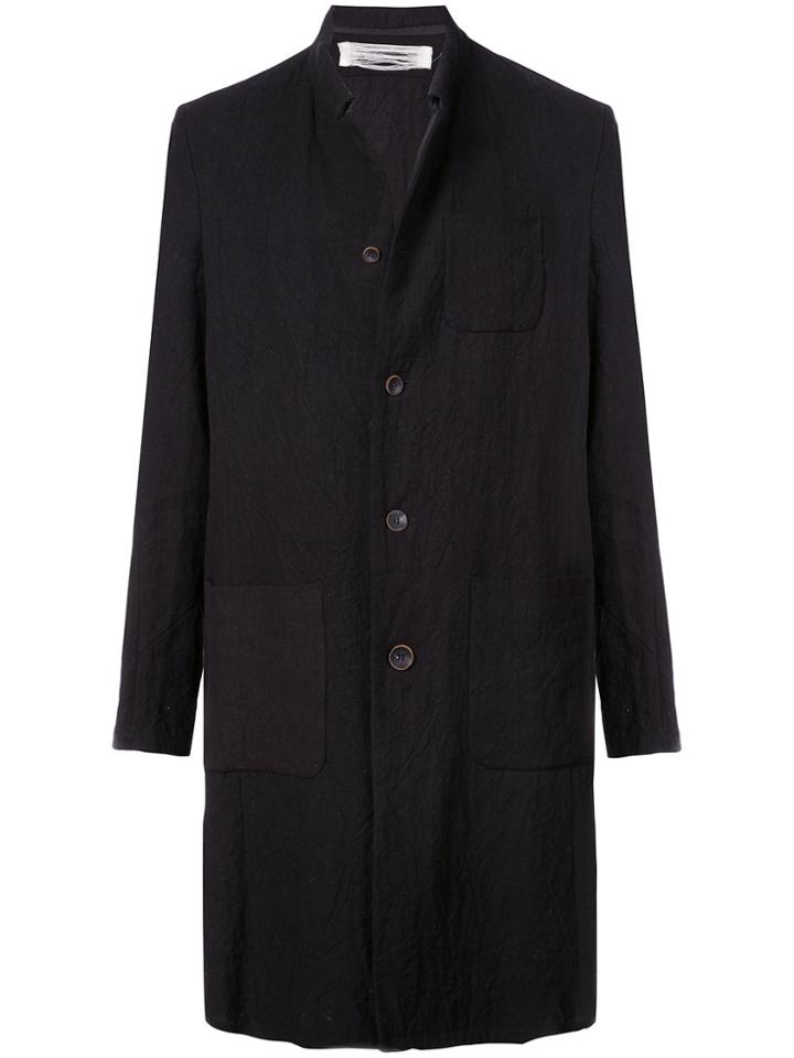Individual Sentiments Single Breasted Crease Coat - Black