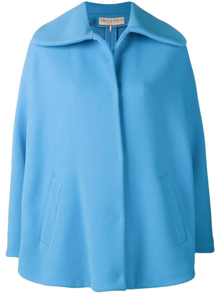 Emilio Pucci Side Slits Poncho - Blue