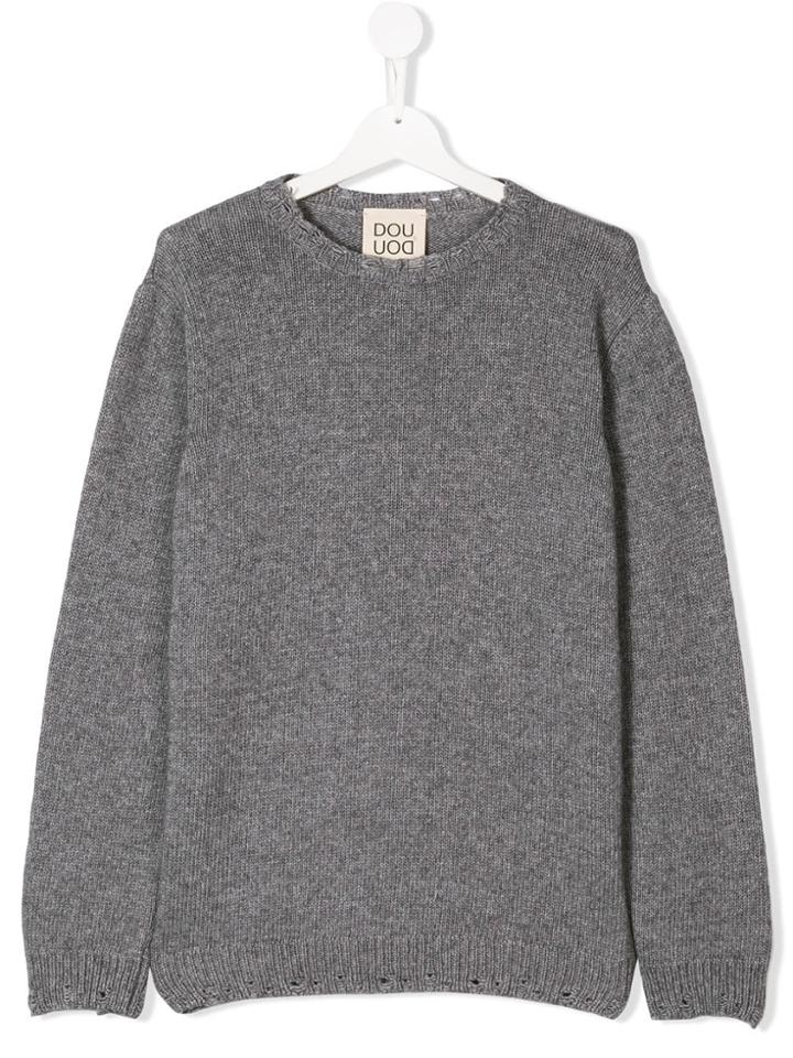 Douuod Kids Pico Hem Ribbed Sweater - Grey