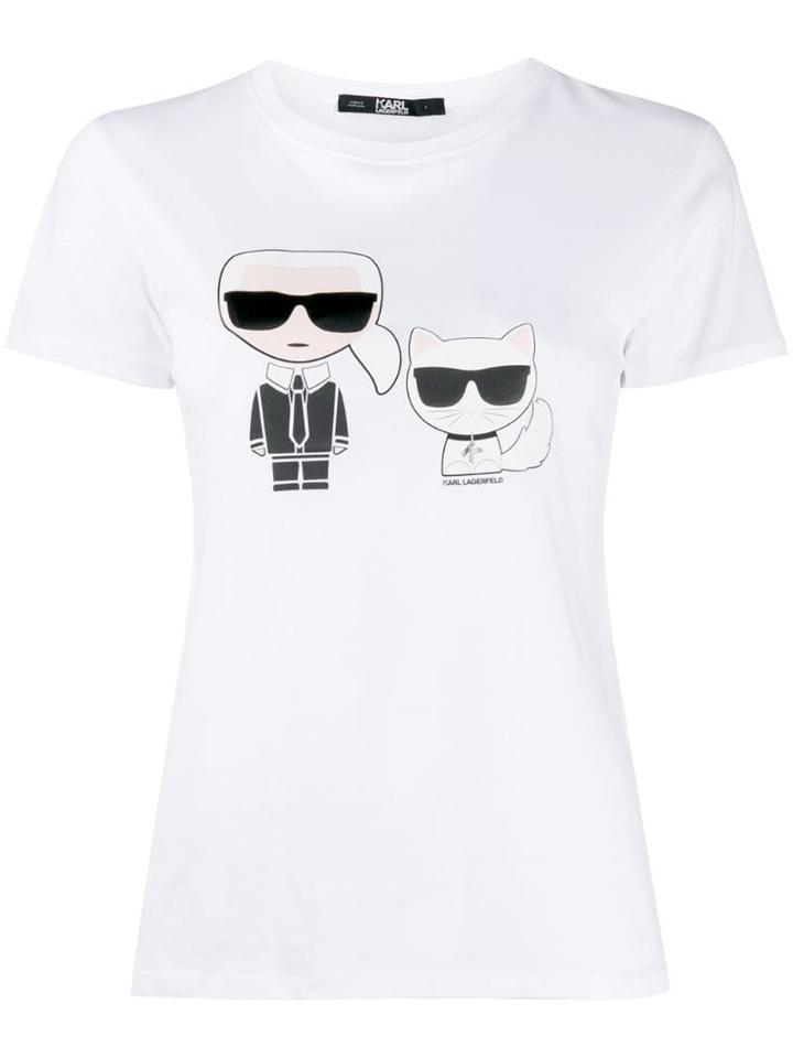 Karl Lagerfeld Ikonik Karl & Choupette T-shirt - White