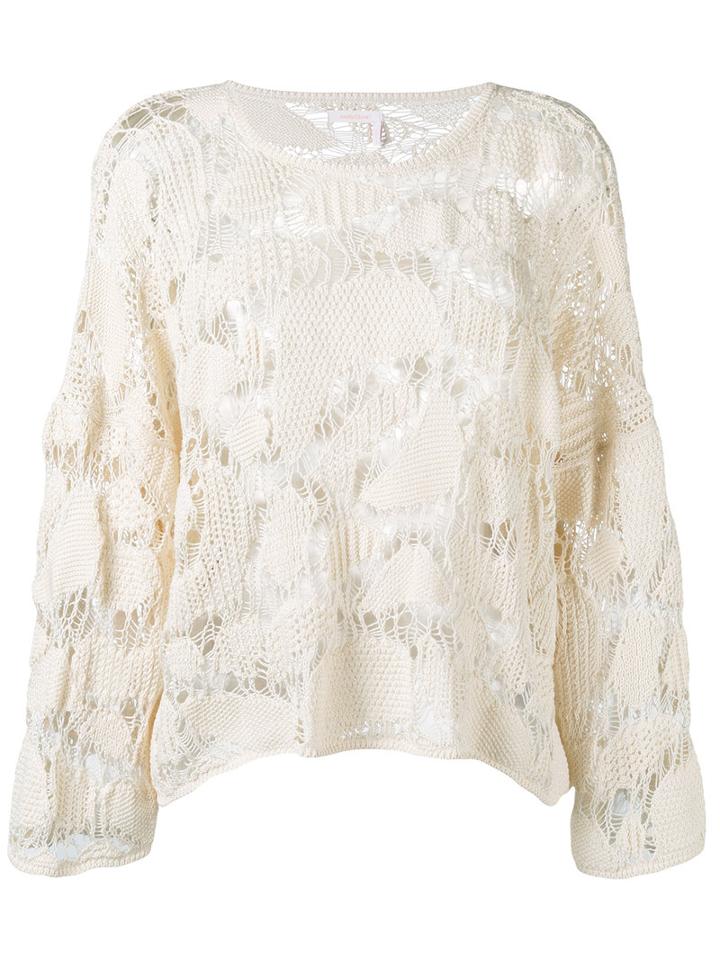 See By Chloé Open Knit Jumper, Women's, Size: Medium, Nude/neutrals, Cotton