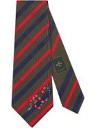 Gucci Striped Silk Tie With Kingsnake - Unavailable