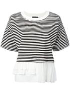 Boutique Moschino Frill Trim T-shirt, Women's, Size: 42, Black, Polyamide/rayon/spandex/elastane/cotton