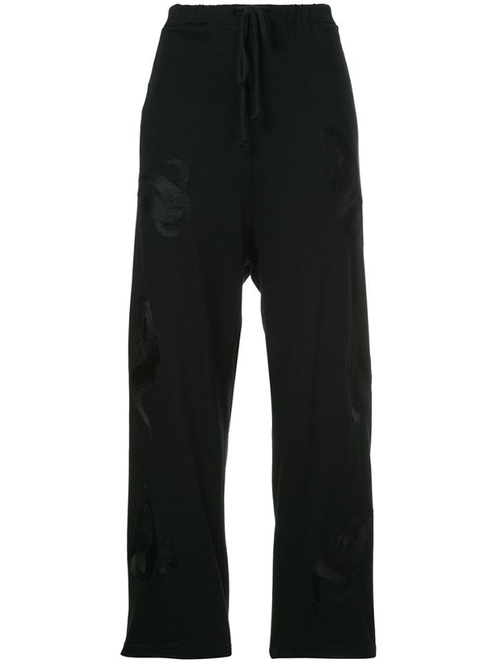 Ikumi Embroidered Track Pants - Black