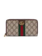 Gucci Zip Around Wallet With Three Little Pigs - Neutrals